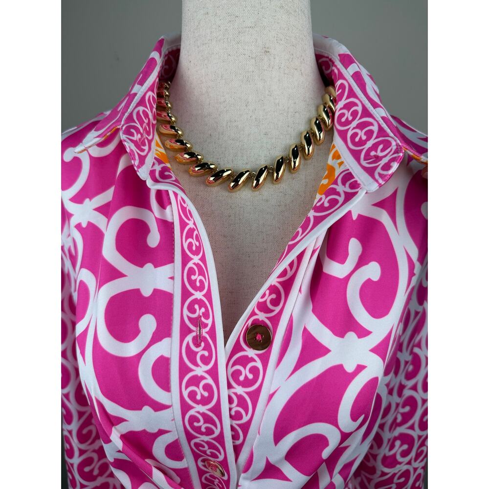 Gretchen Scott Pink White Knot Front Dress Small - Picture 5 of 13